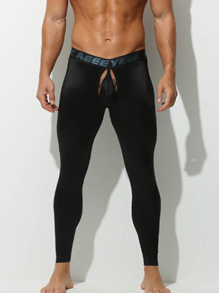 Men's Elasticity Tight Warm Open-Crotch Leggings