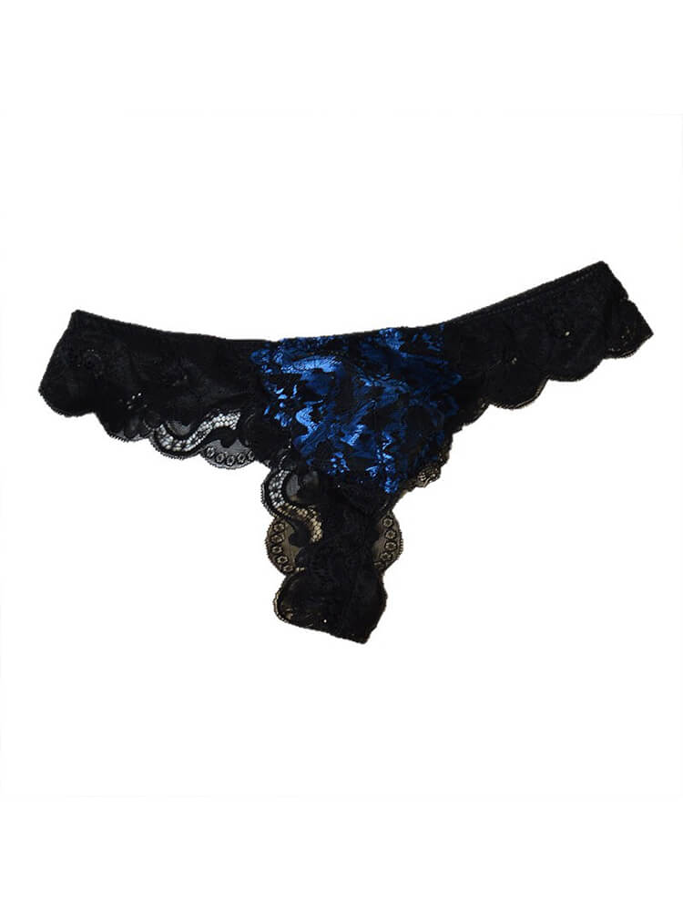 Men's Sexy Lace Trim Colorblock Seamless Briefs