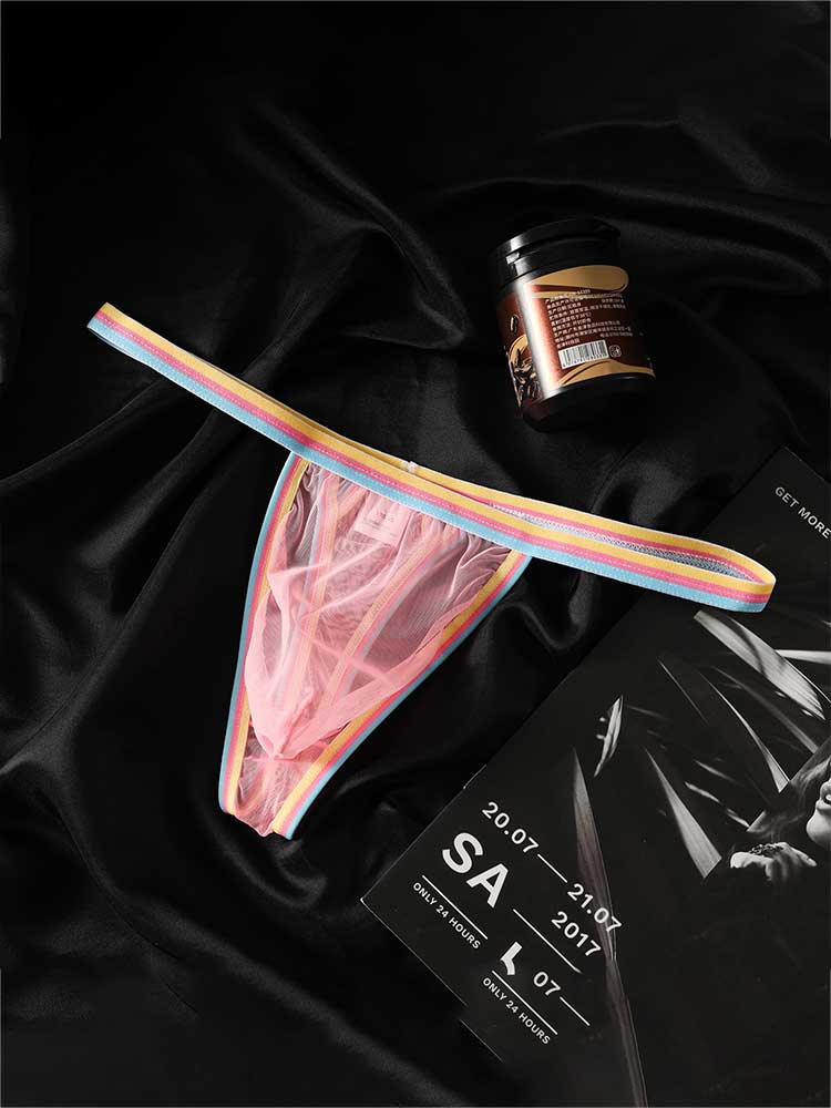 Men's Sexy Thin Sheer U-Convex Mesh Pouch Thong