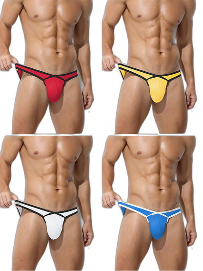 4 Pack Men's Low-Rise Sexy Narrow-Band Cooling U-Convex Breathable Comfortable Thong