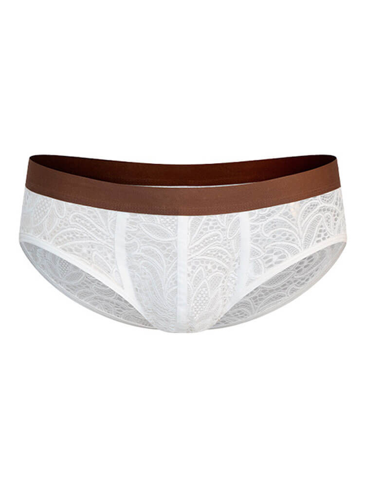 Men's Sexy Lace Cashew Pattern Cutout Briefs