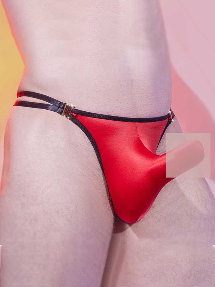 Men's Sexy Glossy Penis Pouch Adjustable Thong