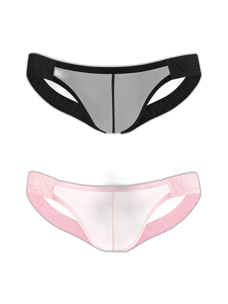2 Pack Men's Sheer No-Waistband Jockstrap with Textured Pattern