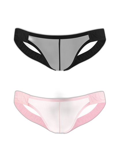 2 Pack Men's Sheer No-Waistband Jockstrap with Textured Pattern