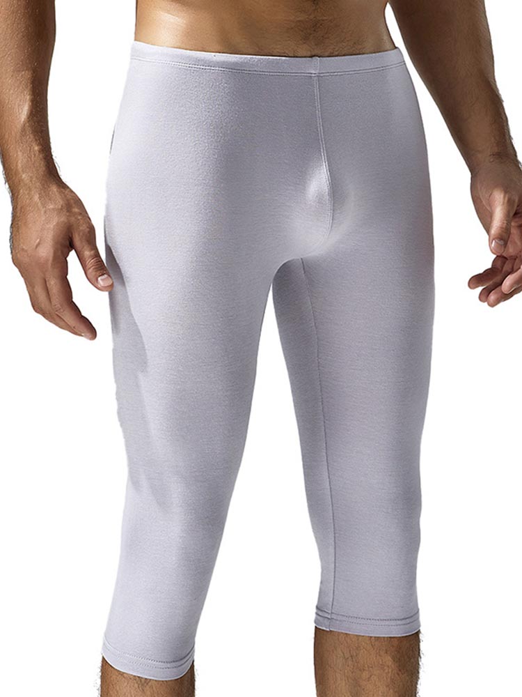 Men's Solid Color Tight Over-the-Knee Shorts