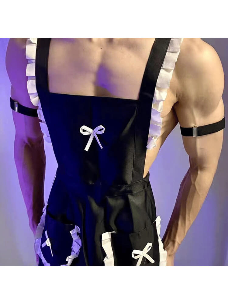 Men's Sexy Bow Maid Uniform Cosplay Apron