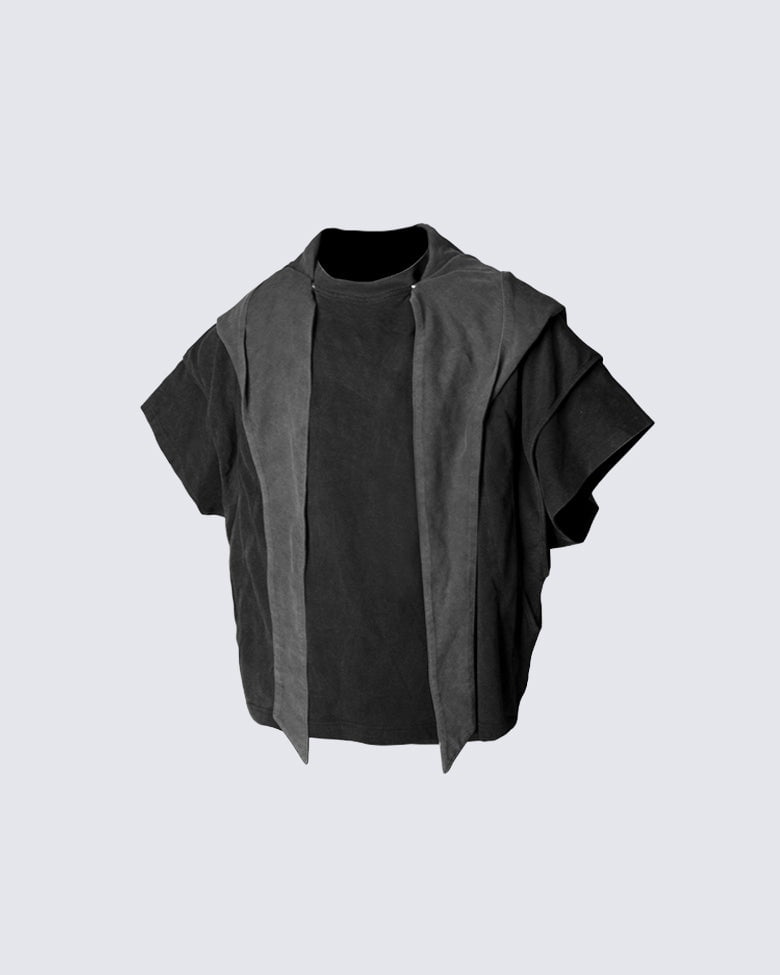 Segmented Wide Cropped Hoodie