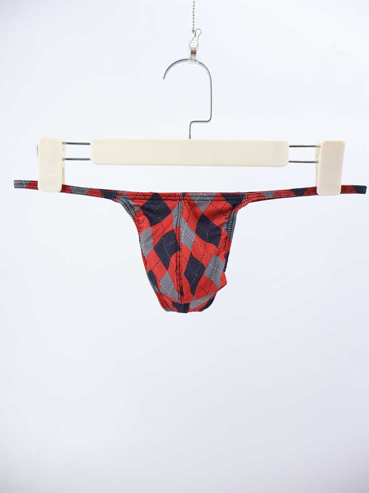 Men's Plaid Print Sexy Bikini Quick-Drying Thong
