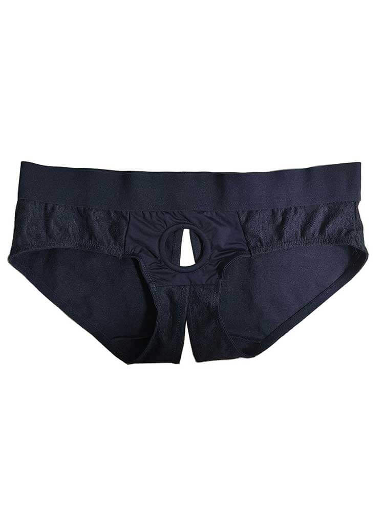 Men's Sexy Lace Open-Crotch Ring-Detail Briefs
