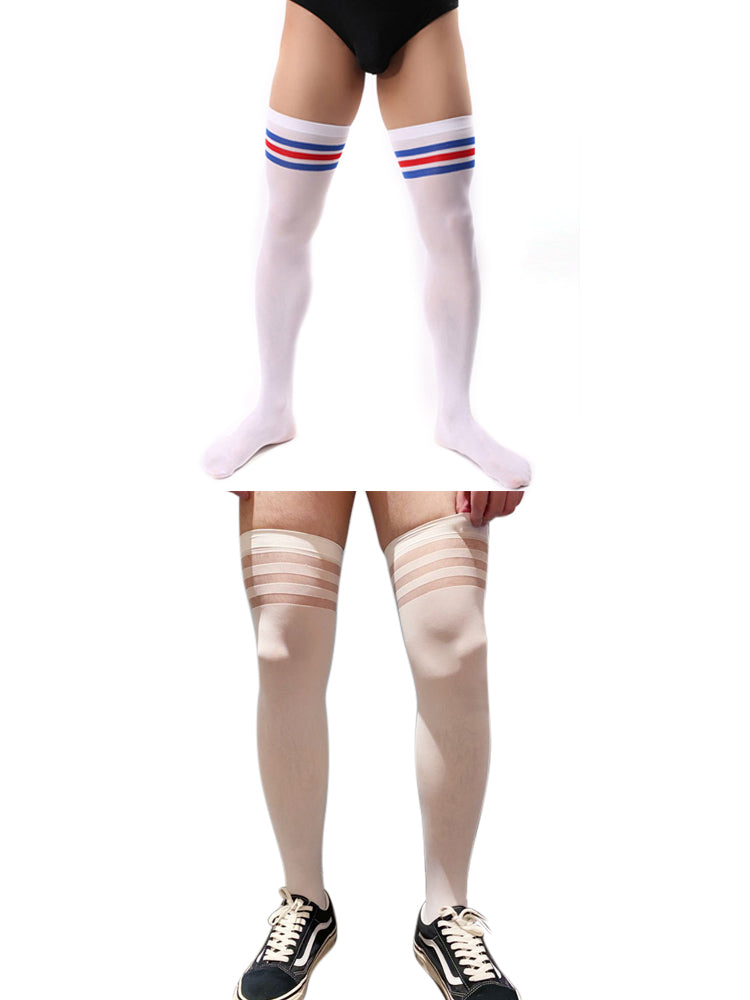 2 PCS Men's Striped Stockings Set