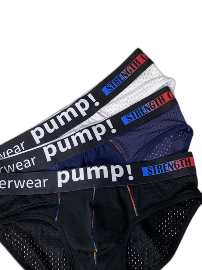 Men's Mesh Briefs With Colorful Spliced Lines