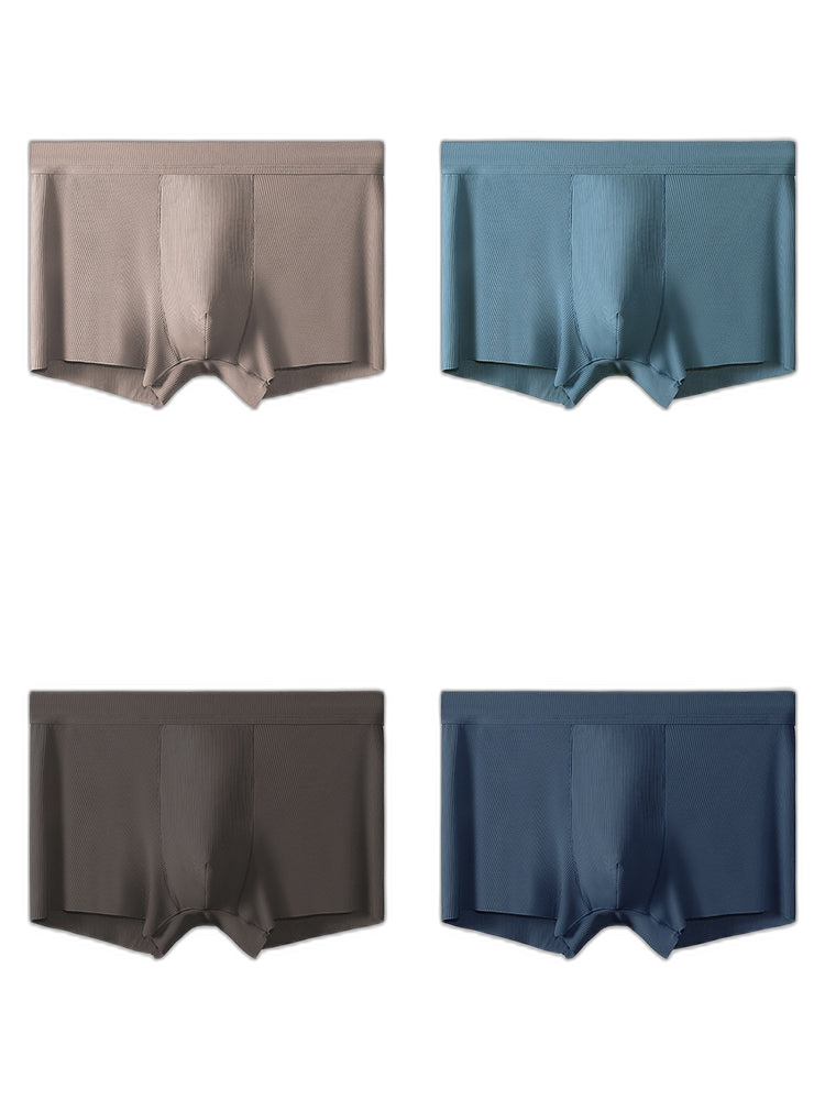 4 Pack Men's Ice Silk Seamless Trunks Underwear