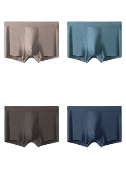 4 Pack Men's Ice Silk Seamless Trunks Underwear