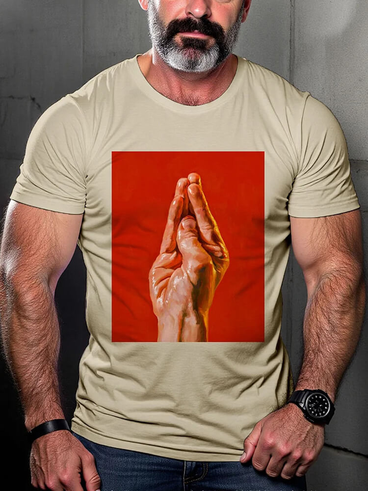 Men's Casual Silent Duck Hand Print Pride T-shirt