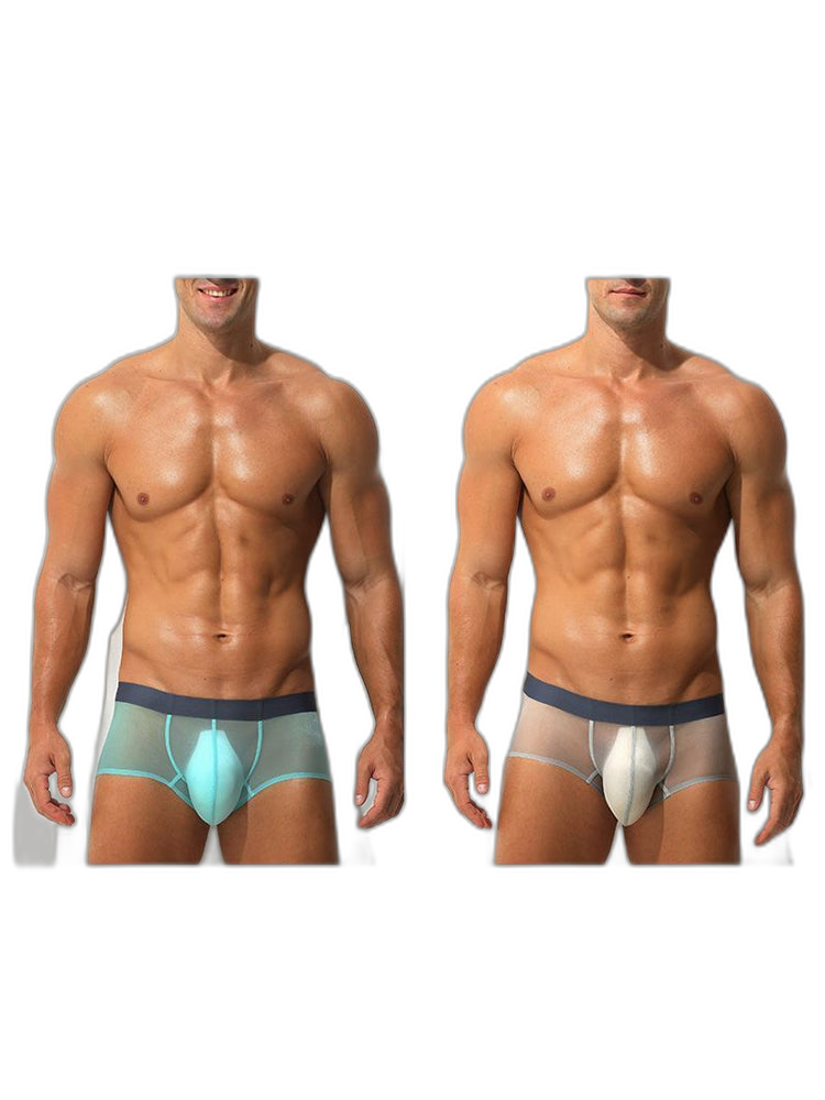 Men's Transparent Sexy Ice Silk Seamless Boxer Briefs
