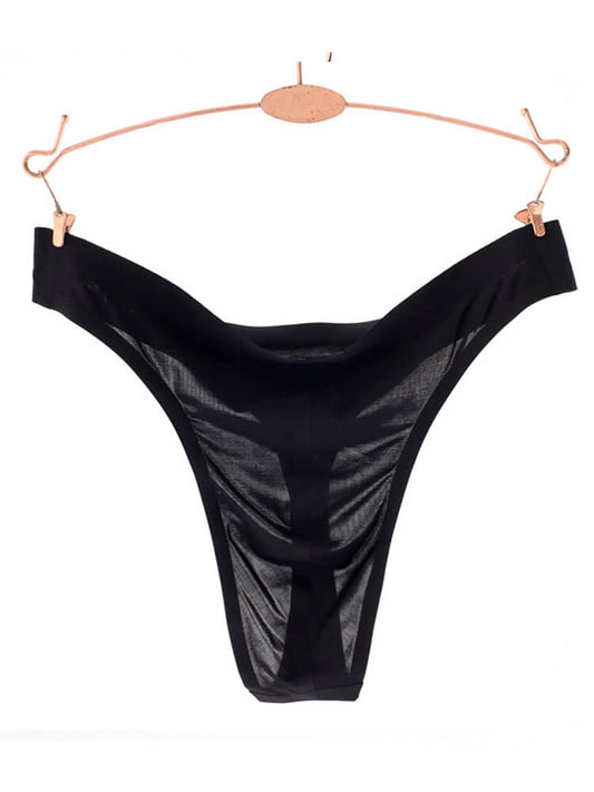 Men's Seamless Low-Rise Sheer Ice Silk Thong