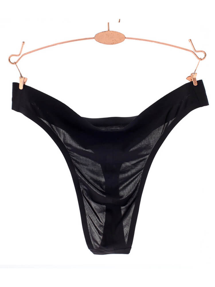 Men's Seamless Low-Rise Sheer Ice Silk Thong