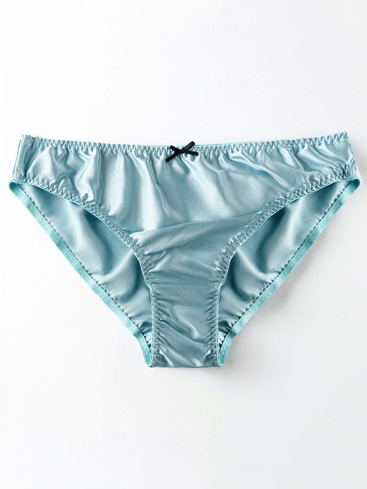 Simple Small Bow Mulberry Silk Solid Color Briefs