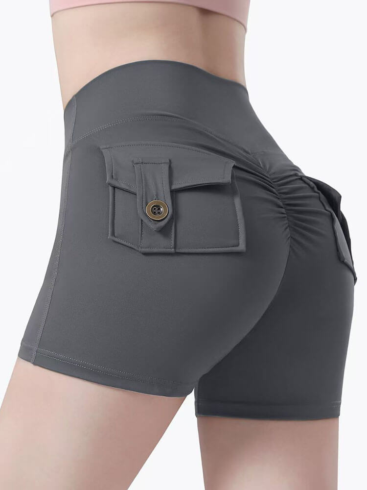 Solid Color High Waist Fitness Slim Yoga Shorts