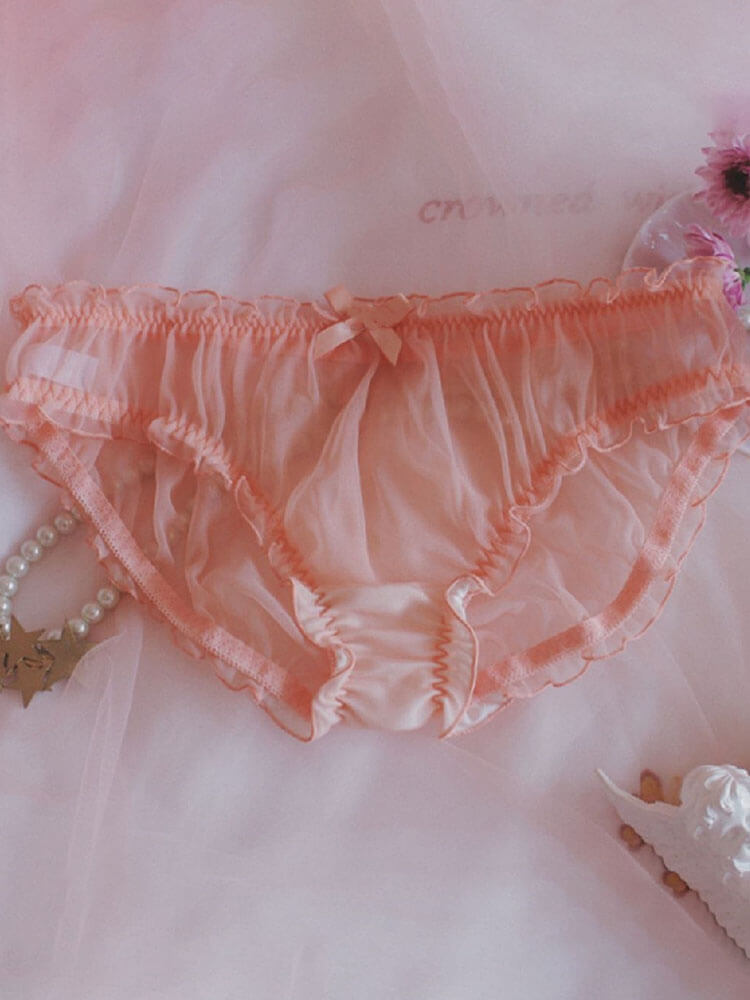 Men's Chiffon Bowknot See-Through Briefs