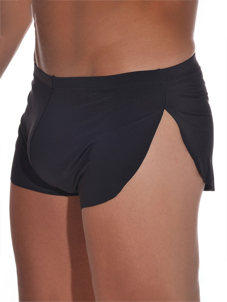 Men's Solid-Color Side Slits Ice Silk Boxer Briefs