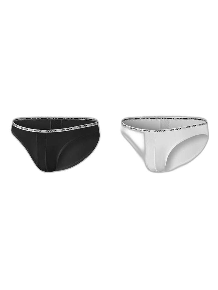 2 Pack Men's Low-Rise Sporty Ice-Silk Bikini with Mesh Front and U-Contour Pouch