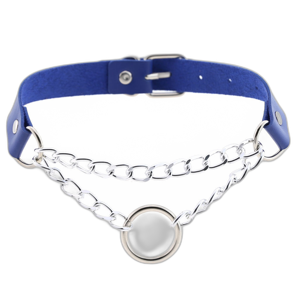 Chained O-Ring Leather Collar / Choker