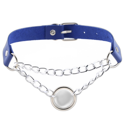 Chained O-Ring Leather Collar / Choker