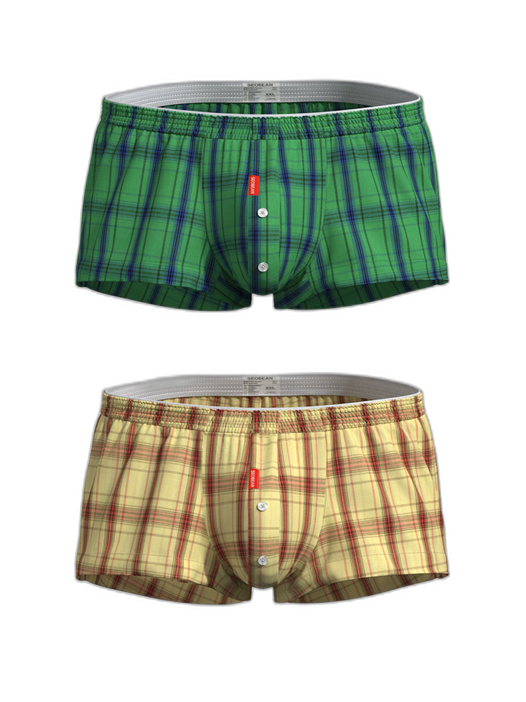 2 Pack Men's Supportive Large Pouch Odor-Resistant Antibacterial Seamless Boxer Shorts
