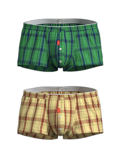 2 Pack Men's Supportive Large Pouch Odor-Resistant Antibacterial Seamless Boxer Shorts