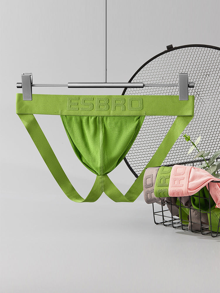 2 Pack Men's Ribbed U-Pouch Sexy Jockstrap