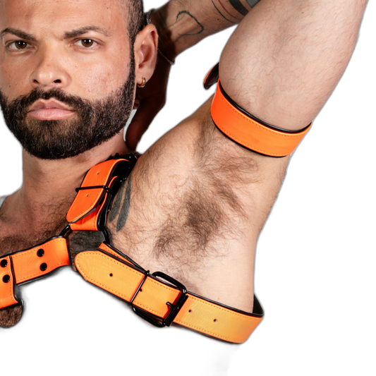 ruff GEAR Bold Leather Bicep Strap Neon Orange