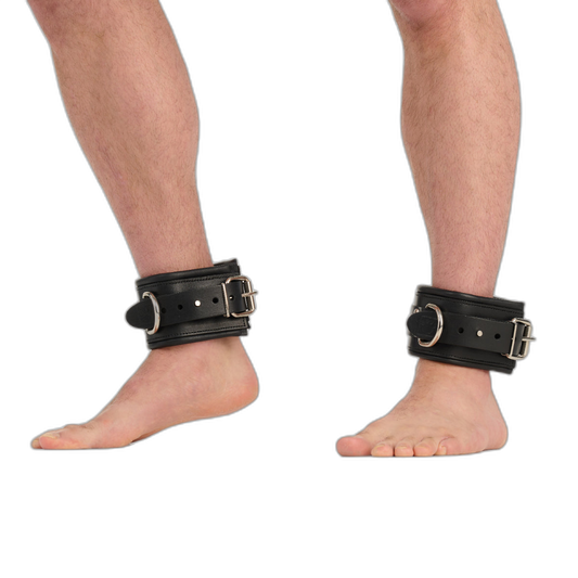 Prowler RED Leather Lockable Ankle Restraints Black