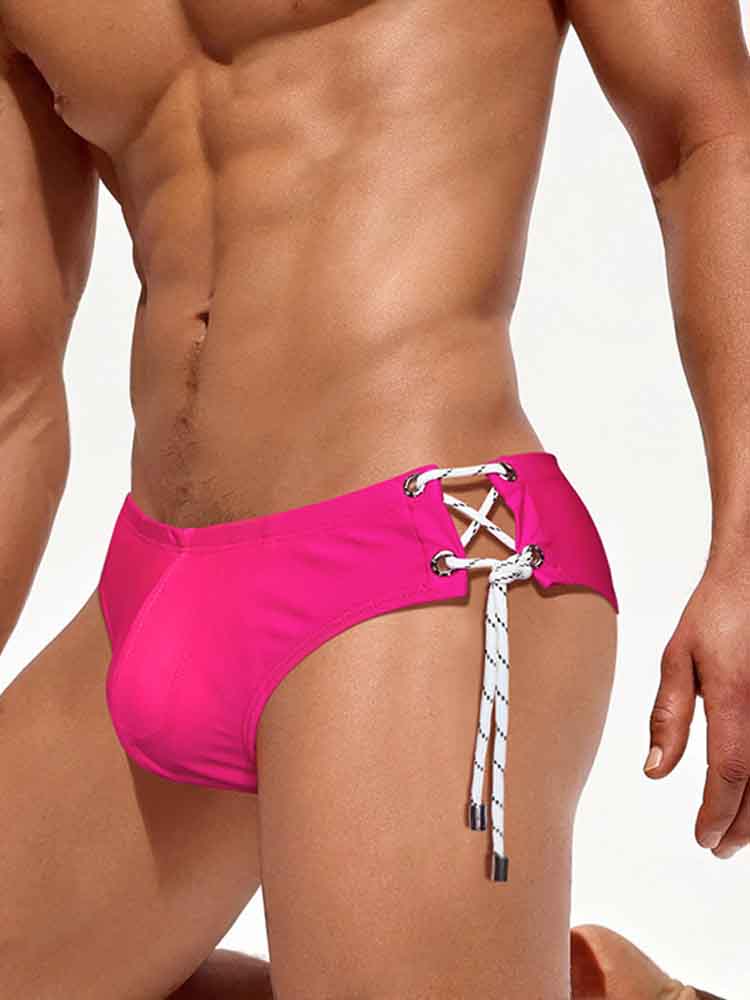 Men's Single Side Tether Low Rise Swim Briefs