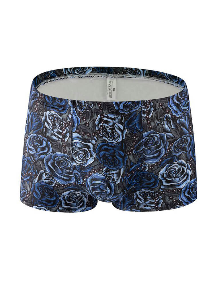 Men's Floral Print Breathable Milk Silk Boxer Briefs