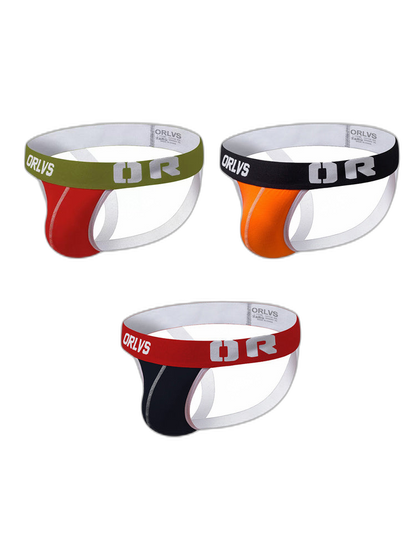 3 Pack Men's U-Pouch Striped Sexy Jockstraps