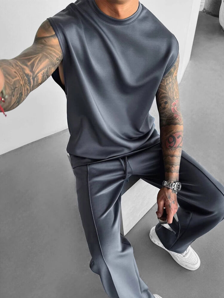 Men's Casual Sleeveless Vest Trousers Sports Suit