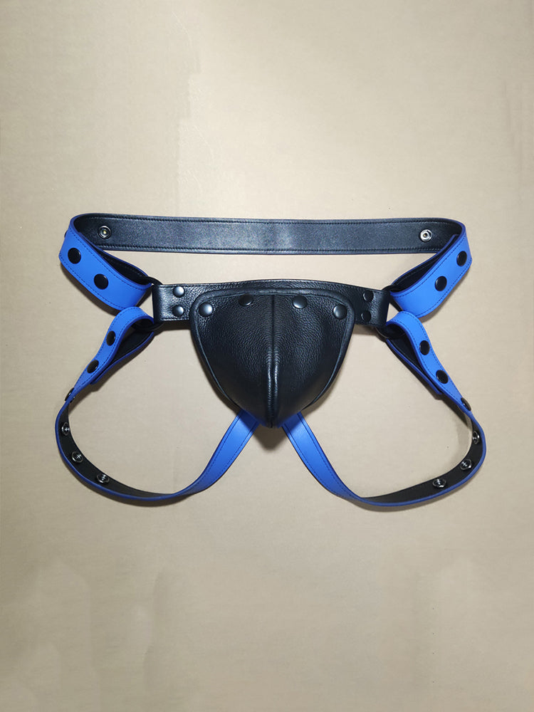 Men's Leather Bracelet Chest Strap Jockstrap