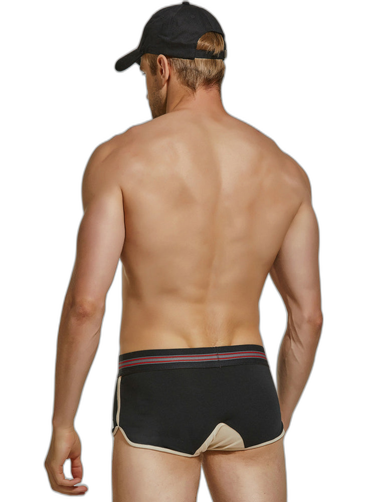 Men's Spliced Color Trunks With Button Fly