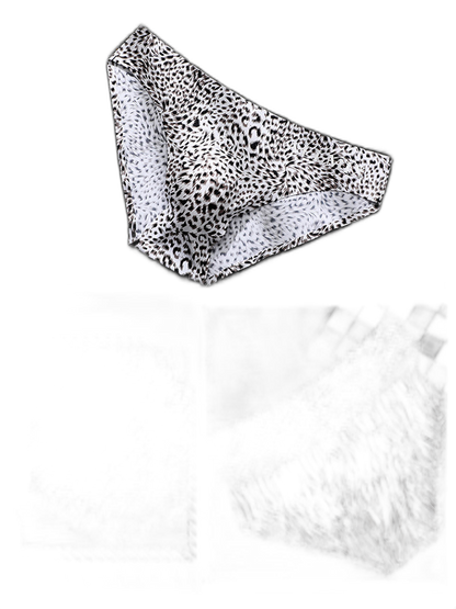 3 Pack ALLMIX Men's 3D Pouch Sexy Leopard Print Ice Silk Briefs