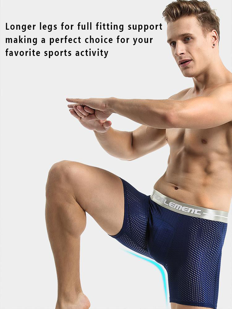 2 Pack Mesh Ice Silk Moisture Wicking Sport Boxer Underwear