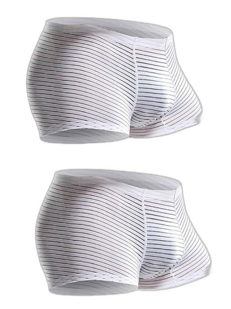 2 Pack Silk Striped Men's Super Thin Underwear