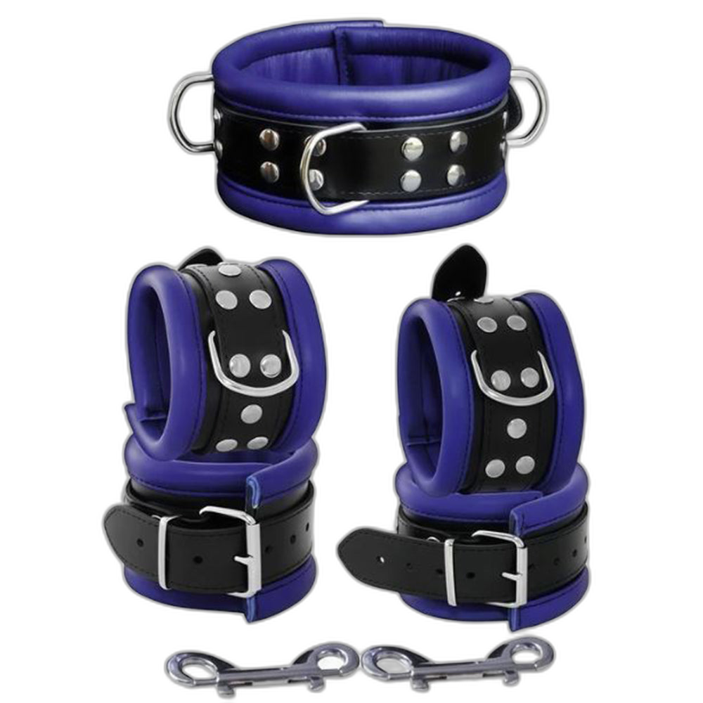 ruff GEAR Hardcore 5 Piece Leather Bondage Set Blue