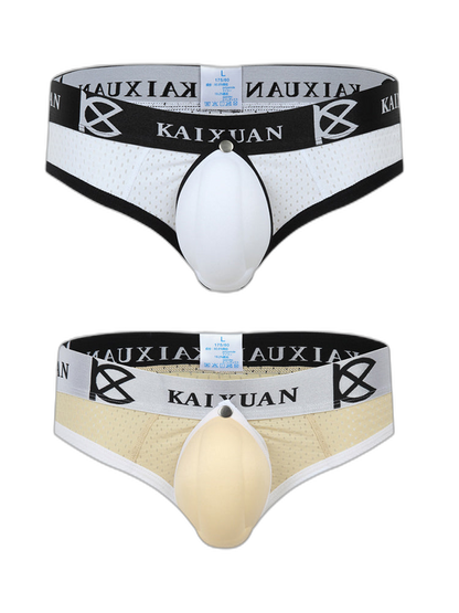 2 Pack Men's Breathable Mesh Removable U-Shaped Pocket Thongs