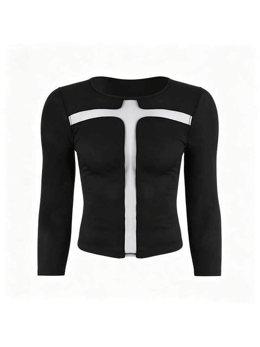 Men's Sexy Cut-Out Breathable Tight Long-Sleeve Top