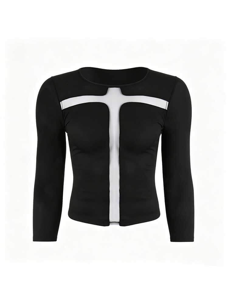 Men's Sexy Cut-Out Breathable Tight Long-Sleeve Top