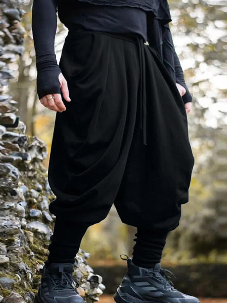 Men's High-Street Loose-Fit Draped Harem Pants
