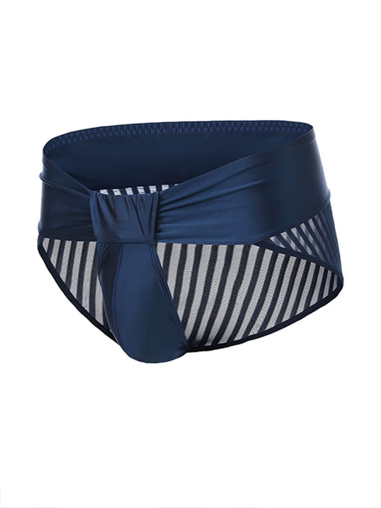 Men's Sexy Tie Style Shimmer Satin Mesh Briefs