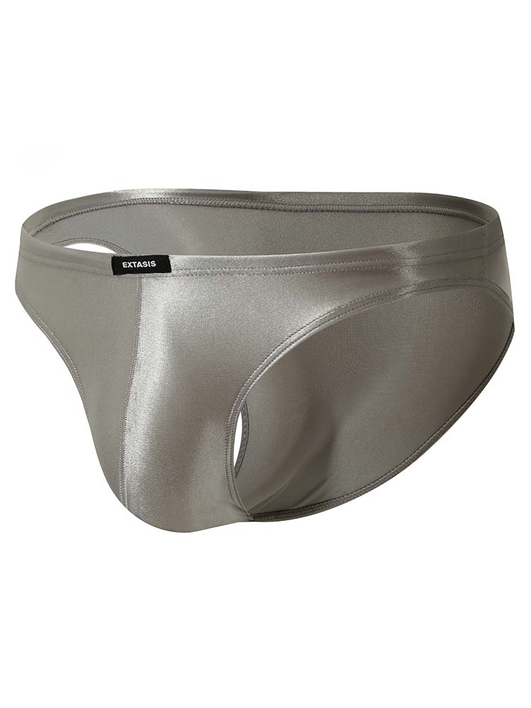 Men's Glossy Solid Color Satin Sexy Briefs