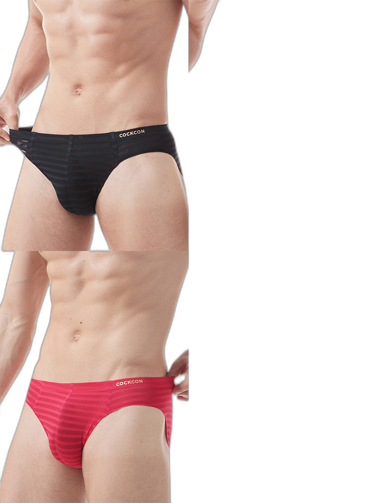 3 Pack Men's Mesh Nylon Breathable Solid Color Bikini